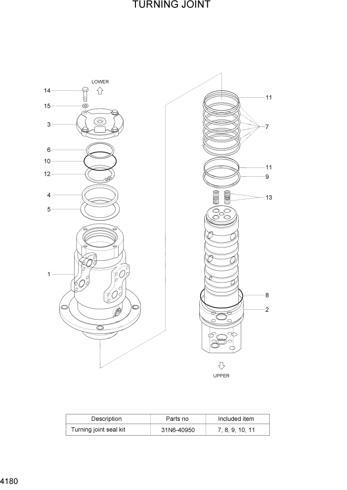 Схема запчастей Hyundai R140LC-7A - PAGE 4180 TURNING JOINT ГИДРАВЛИЧЕСКИЕ КОМПОНЕНТЫ