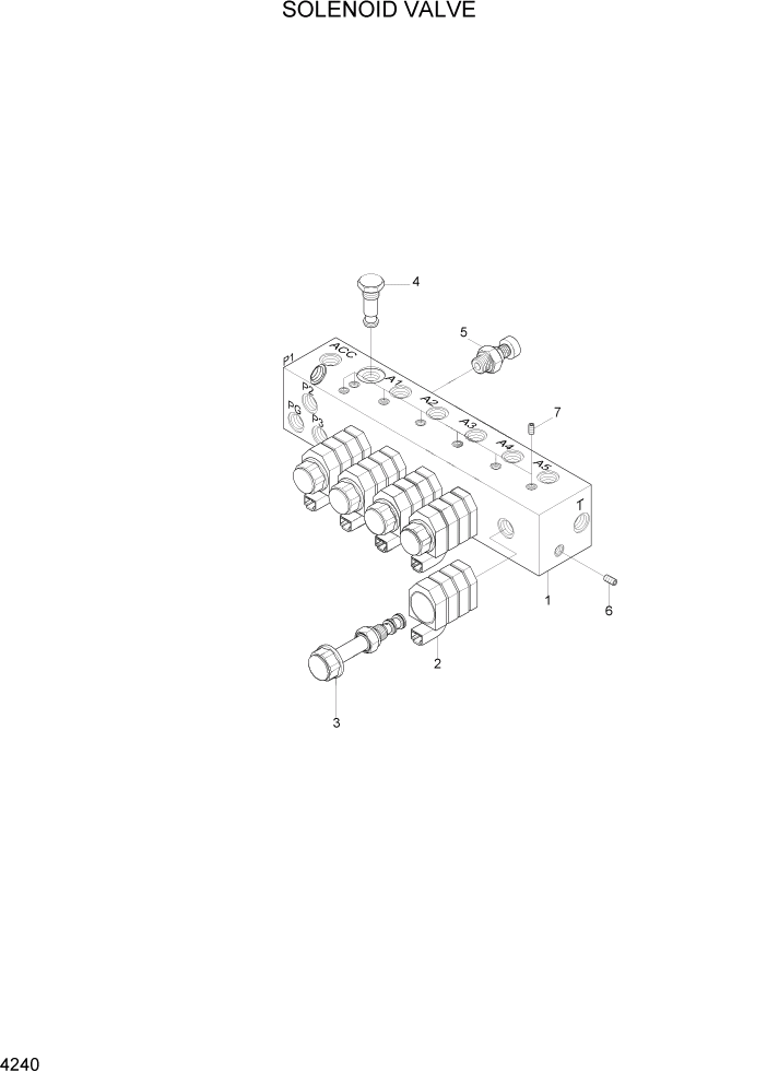 Схема запчастей Hyundai R140LC-7A - PAGE 4240 SOLENOID VALVE ГИДРАВЛИЧЕСКИЕ КОМПОНЕНТЫ