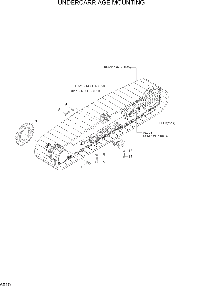 Схема запчастей Hyundai R140LC-7A - PAGE 5010 UNDERCARRIAGE MOUNTING ХОДОВАЯ ЧАСТЬ