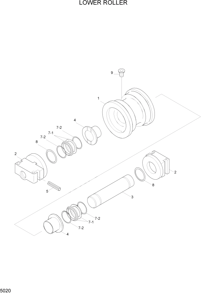 Схема запчастей Hyundai R140LC-7A - PAGE 5020 LOWER ROLLER ХОДОВАЯ ЧАСТЬ