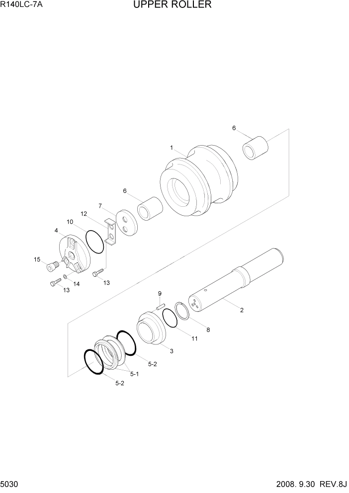 Схема запчастей Hyundai R140LC-7A - PAGE 5030 UPPER ROLLER ХОДОВАЯ ЧАСТЬ