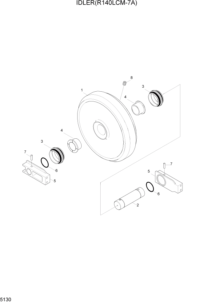 Схема запчастей Hyundai R140LC-7A - PAGE 5130 IDLER(R140LCM-7A) ХОДОВАЯ ЧАСТЬ