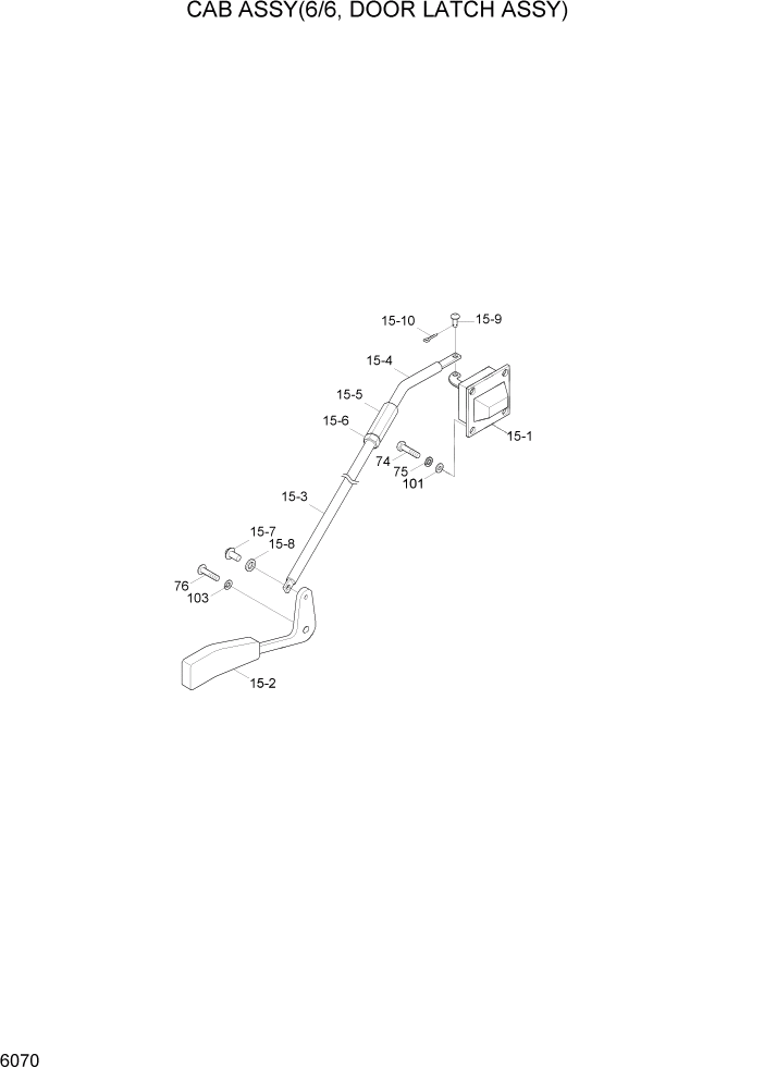 Схема запчастей Hyundai R140LC-7A - PAGE 6070 CAB ASSY(6/6, DOOR LATCH ASSY) СТРУКТУРА