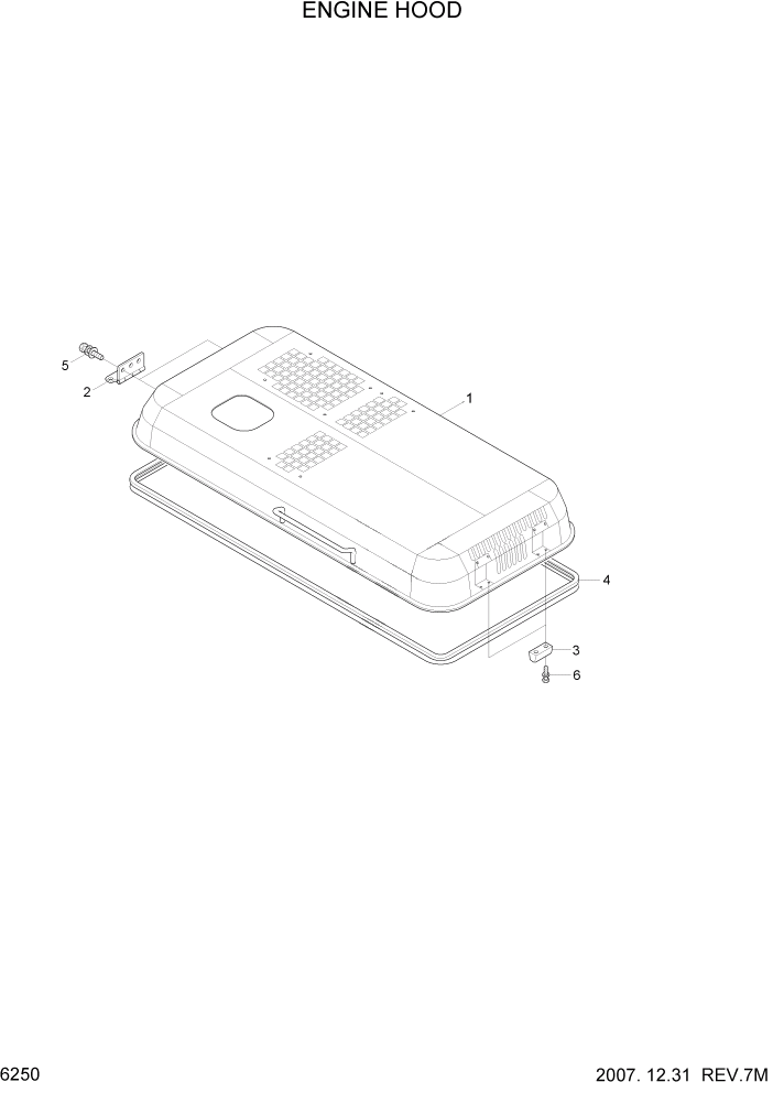 Схема запчастей Hyundai R140LC-7A - PAGE 6250 ENGINE HOOD СТРУКТУРА