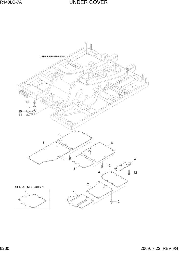 Схема запчастей Hyundai R140LC-7A - PAGE 6260 UNDER COVER СТРУКТУРА