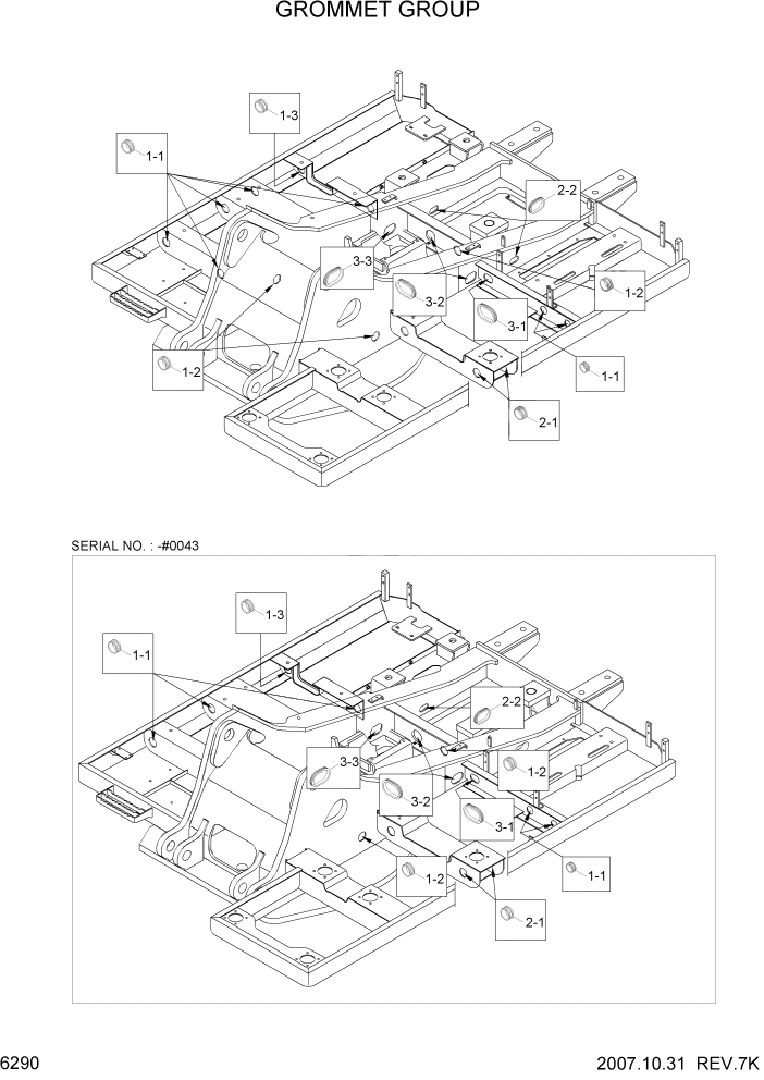 Схема запчастей Hyundai R140LC-7A - PAGE 6290 GROMMET GROUP СТРУКТУРА