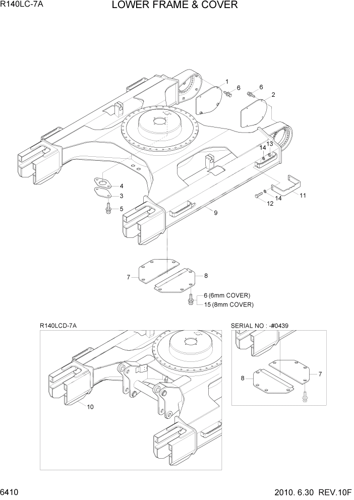 Схема запчастей Hyundai R140LC-7A - PAGE 6410 LOWER FRAME & COVER СТРУКТУРА