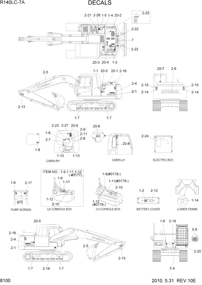 Схема запчастей Hyundai R140LC-7A - PAGE 8100 DECALS ДРУГИЕ ЧАСТИ