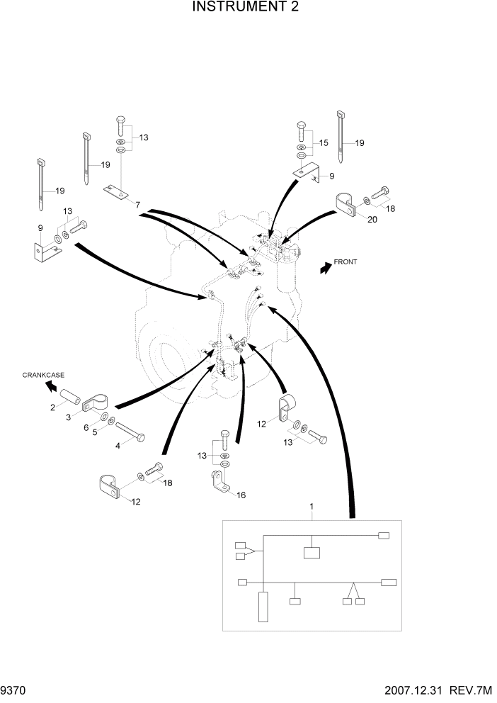 Схема запчастей Hyundai R140LC-7A - PAGE 9370 INSTRUMENT 2 ДВИГАТЕЛЬ БАЗА