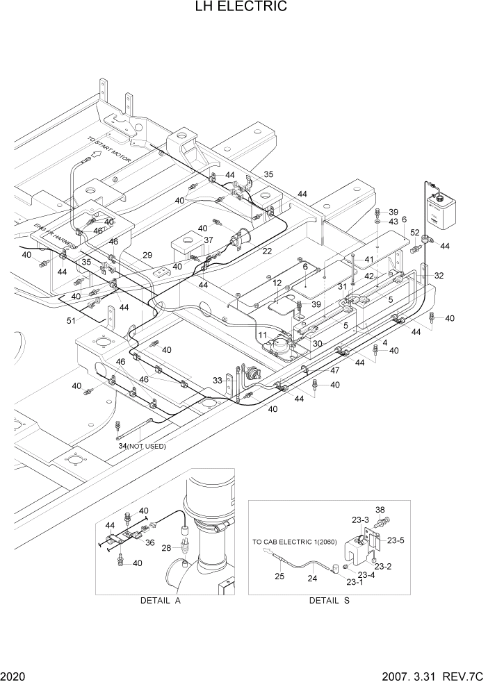 Схема запчастей Hyundai R160LC7 - PAGE 2020 LH ELECTRIC ЭЛЕКТРИЧЕСКАЯ СИСТЕМА