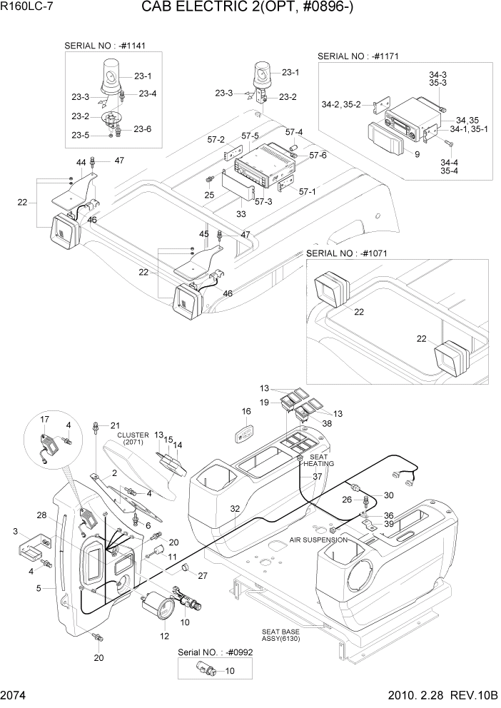 Схема запчастей Hyundai R160LC7 - PAGE 2074 CAB ELECTRIC 2(OPT, #0896-) ЭЛЕКТРИЧЕСКАЯ СИСТЕМА