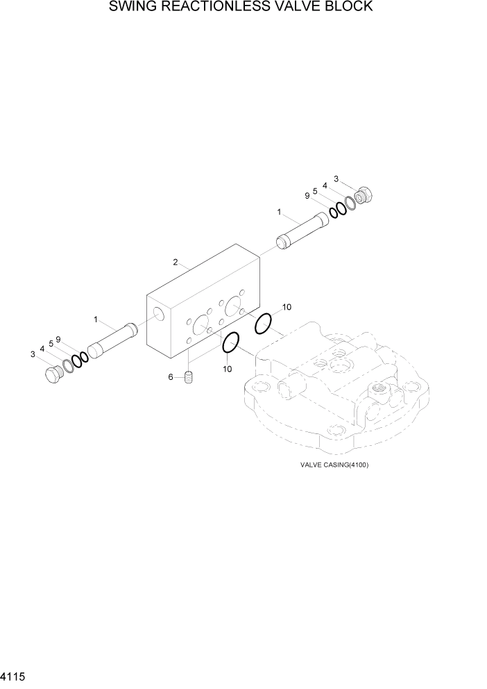 Схема запчастей Hyundai R160LC7 - PAGE 4115 SWING REACTIONLESS VALVE BLOCK ГИДРАВЛИЧЕСКИЕ КОМПОНЕНТЫ