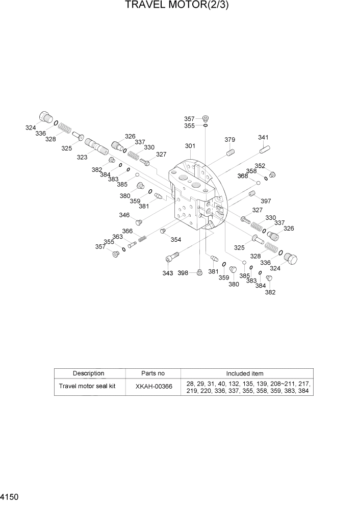 Схема запчастей Hyundai R160LC7 - PAGE 4150 TRAVEL MOTOR(2/3) ГИДРАВЛИЧЕСКИЕ КОМПОНЕНТЫ