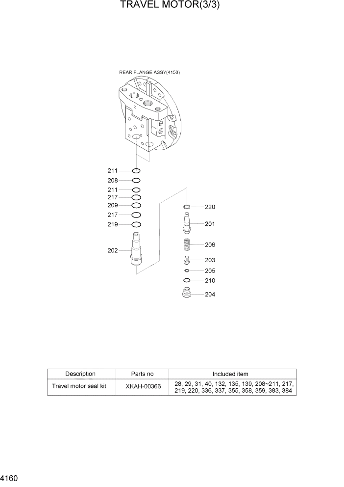 Схема запчастей Hyundai R160LC7 - PAGE 4160 TRAVEL MOTOR(3/3) ГИДРАВЛИЧЕСКИЕ КОМПОНЕНТЫ