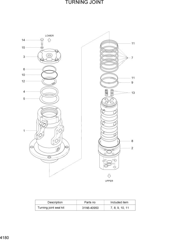 Схема запчастей Hyundai R160LC7 - PAGE 4180 TURNING JOINT ГИДРАВЛИЧЕСКИЕ КОМПОНЕНТЫ