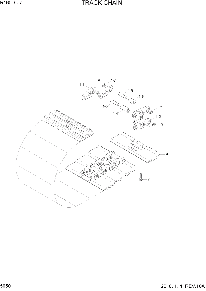 Схема запчастей Hyundai R160LC7 - PAGE 5050 TRACK CHAIN ХОДОВАЯ ЧАСТЬ