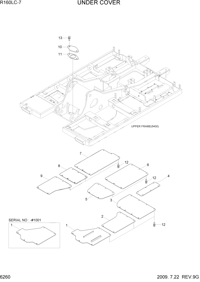 Схема запчастей Hyundai R160LC7 - PAGE 6260 UNDER COVER СТРУКТУРА