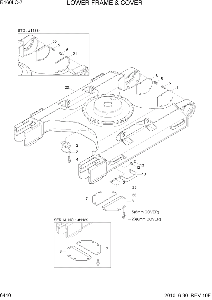 Схема запчастей Hyundai R160LC7 - PAGE 6410 LOWER FRAME & COVER СТРУКТУРА