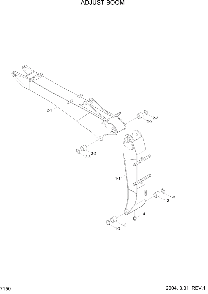 Схема запчастей Hyundai R160LC7 - PAGE 7150 ADJUST BOOM(#0010-) РАБОЧЕЕ ОБОРУДОВАНИЕ