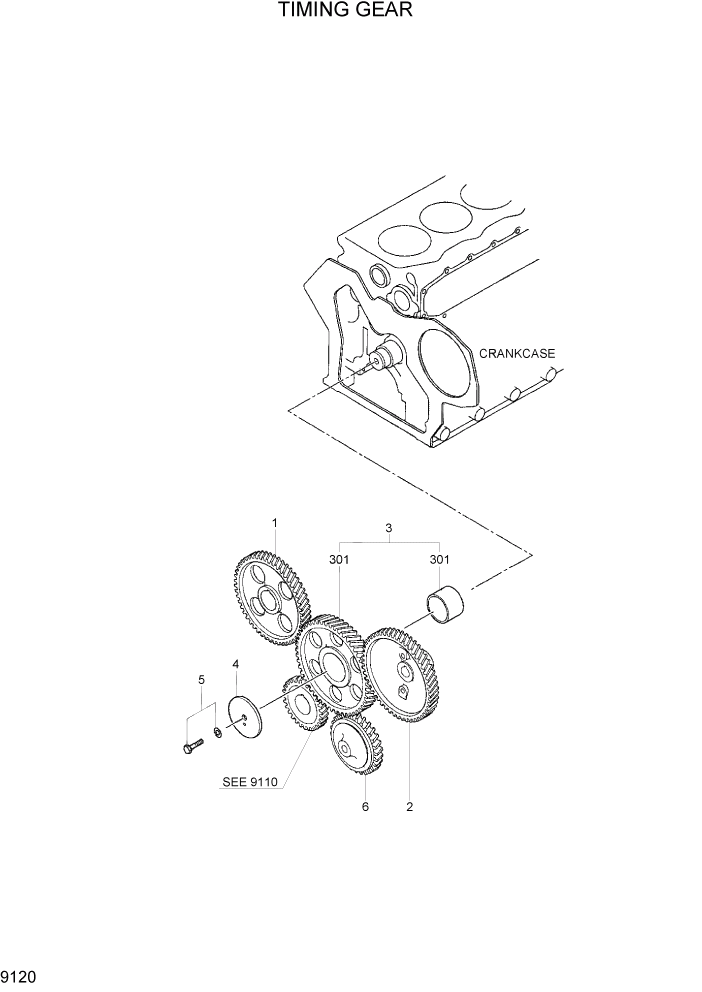 Схема запчастей Hyundai R160LC7 - PAGE 9120 TIMING GEAR ДВИГАТЕЛЬ БАЗА