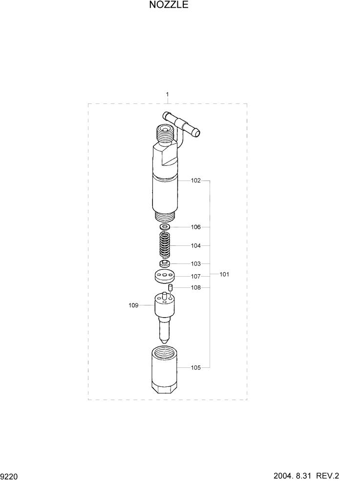 Схема запчастей Hyundai R160LC7 - PAGE 9220 NOZZLE ДВИГАТЕЛЬ БАЗА