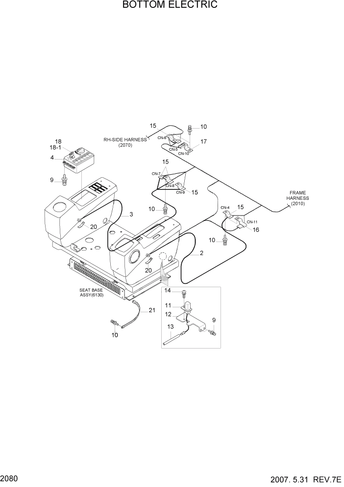 Схема запчастей Hyundai R160LC7A - PAGE 2080 BOTTOM ELECTRIC ЭЛЕКТРИЧЕСКАЯ СИСТЕМА