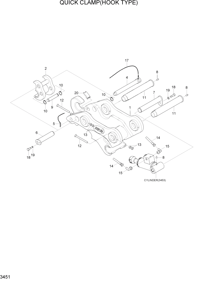 Схема запчастей Hyundai R160LC7A - PAGE 3451 QUICK CLAMP(HOOK TYPE) ГИДРАВЛИЧЕСКАЯ СИСТЕМА