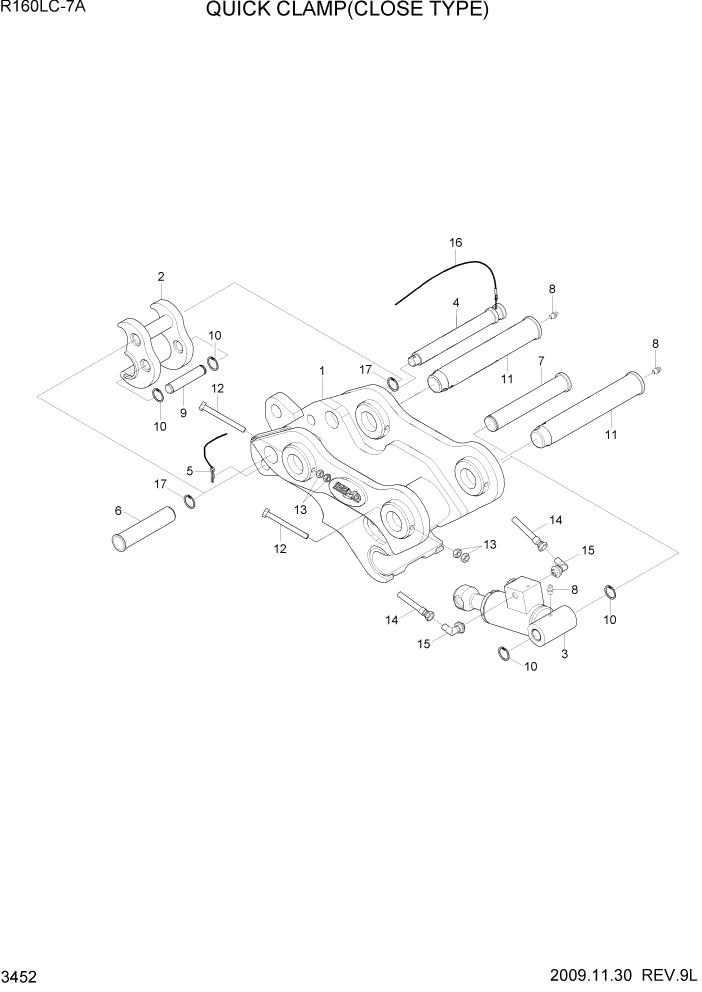 Схема запчастей Hyundai R160LC7A - PAGE 3452 QUICK CLAMP(CLOSE TYPE) ГИДРАВЛИЧЕСКАЯ СИСТЕМА