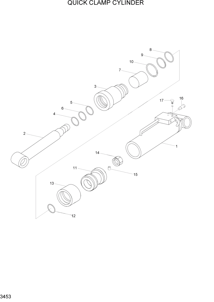 Схема запчастей Hyundai R160LC7A - PAGE 3453 QUICK CLAMP CYLINDER ГИДРАВЛИЧЕСКАЯ СИСТЕМА