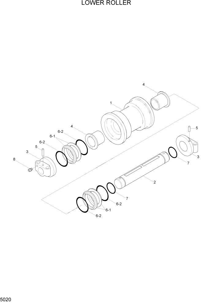 Схема запчастей Hyundai R160LC7A - PAGE 5020 LOWER ROLLER ХОДОВАЯ ЧАСТЬ