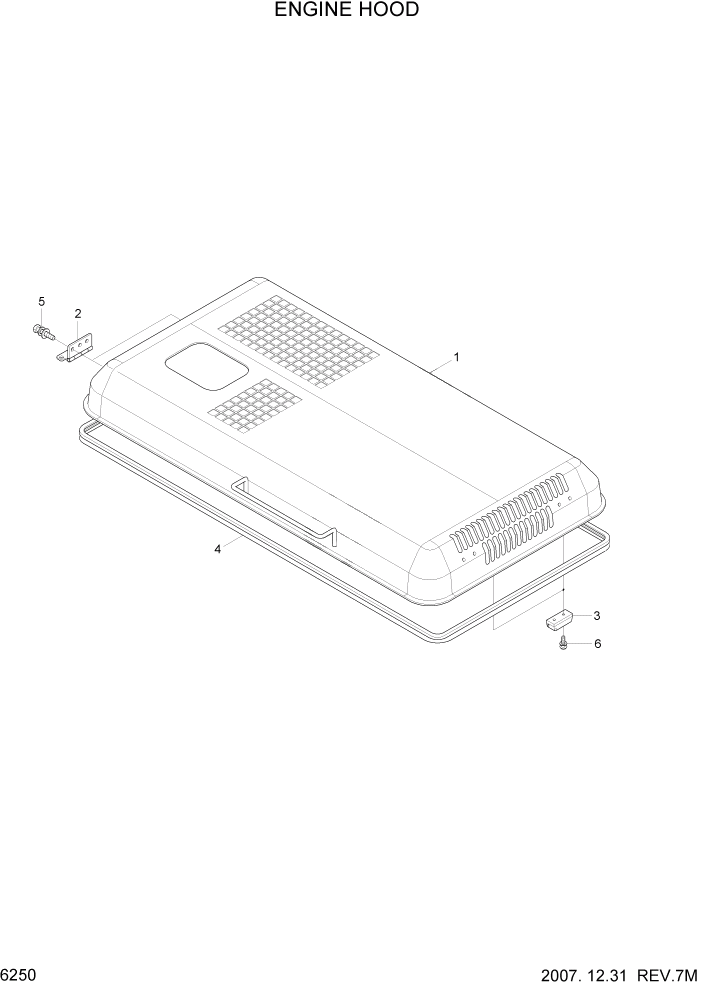 Схема запчастей Hyundai R160LC7A - PAGE 6250 ENGINE HOOD СТРУКТУРА