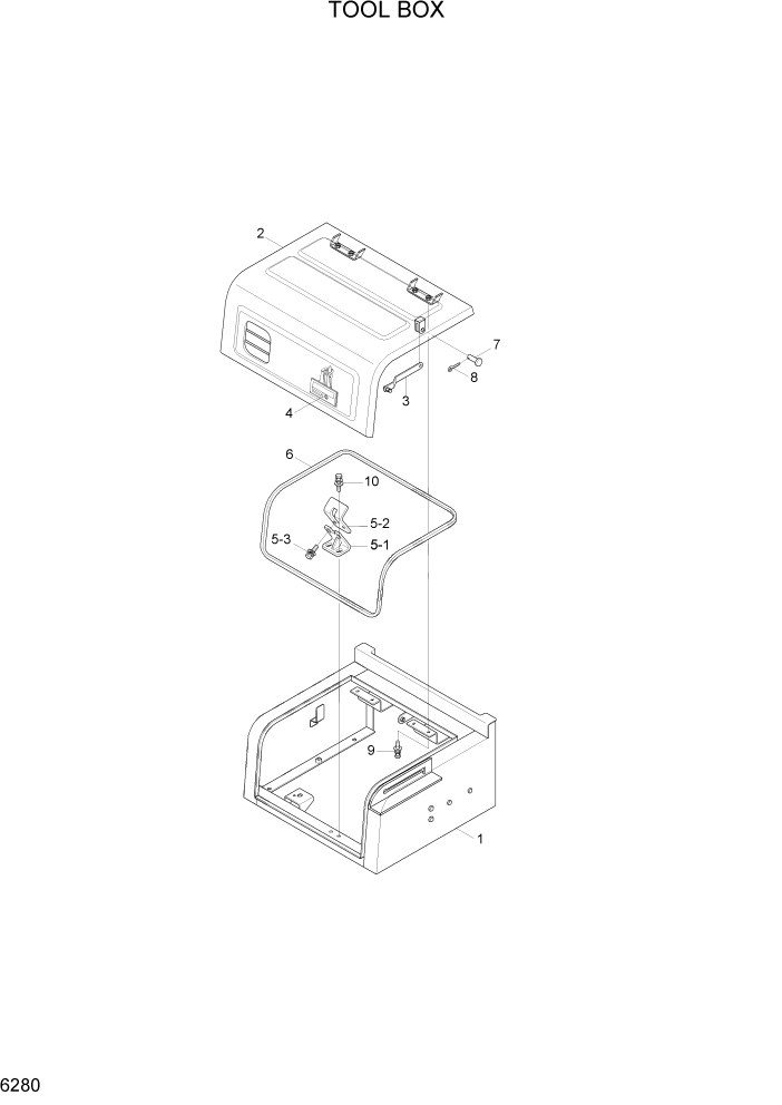 Схема запчастей Hyundai R160LC7A - PAGE 6280 TOOL BOX СТРУКТУРА