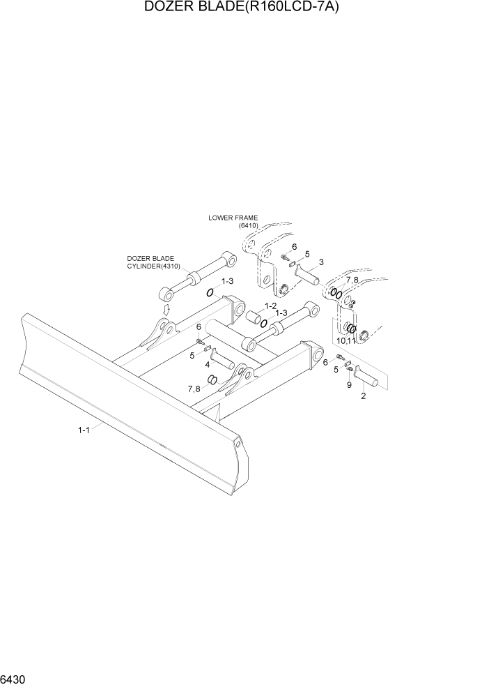 Схема запчастей Hyundai R160LC7A - PAGE 6430 DOZER BLADE(R160LCD-7A) СТРУКТУРА