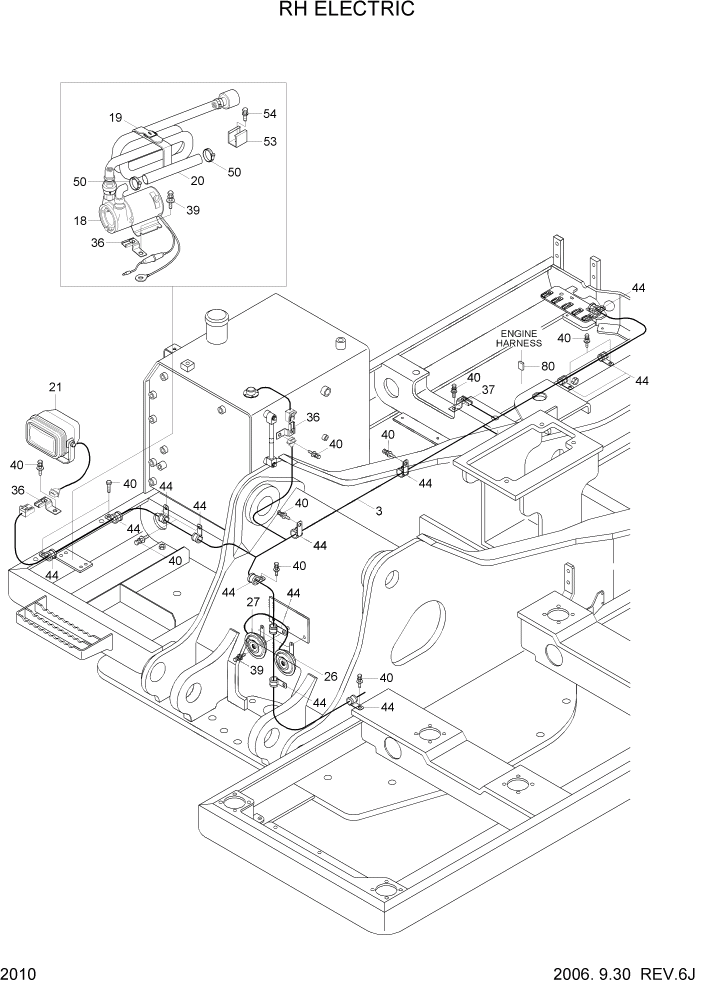 Схема запчастей Hyundai R180LC7 - PAGE 2010 RH ELECTRIC ЭЛЕКТРИЧЕСКАЯ СИСТЕМА