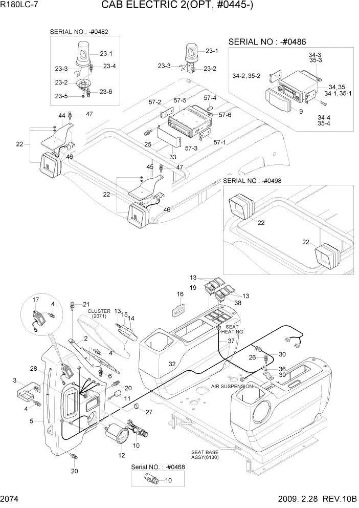 Схема запчастей Hyundai R180LC7 - PAGE 2074 CAB ELECTRIC 2(OPT, #0445-) ЭЛЕКТРИЧЕСКАЯ СИСТЕМА