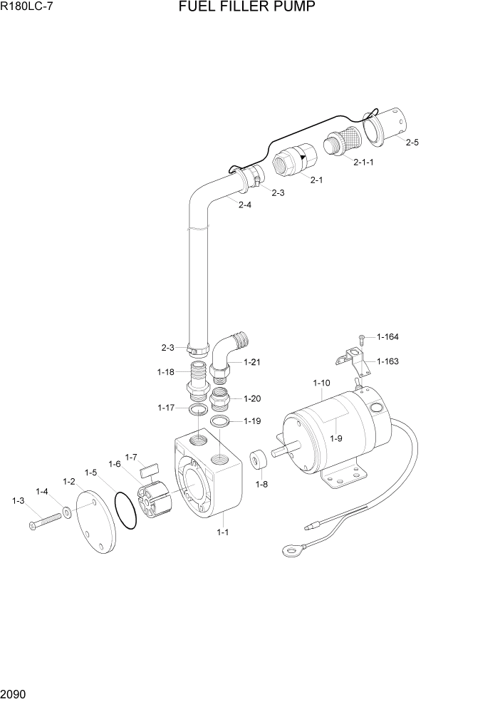 Схема запчастей Hyundai R180LC7 - PAGE 2090 FUEL FILLER PUMP ЭЛЕКТРИЧЕСКАЯ СИСТЕМА