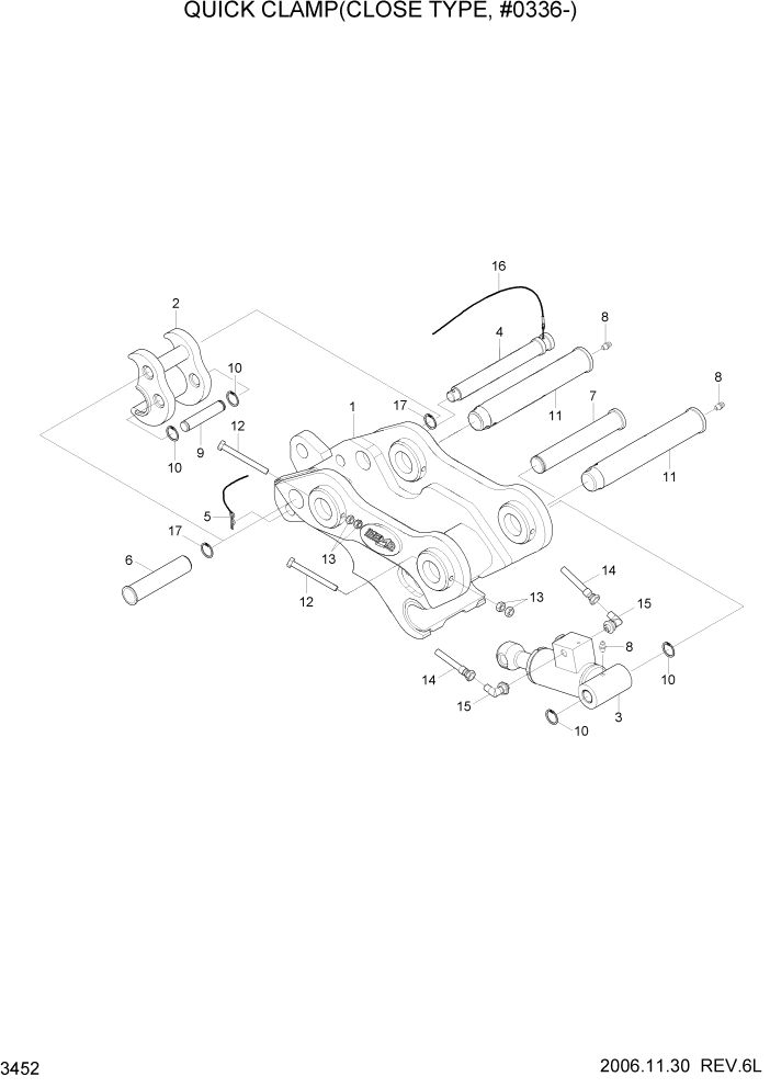 Схема запчастей Hyundai R180LC7 - PAGE 3452 QUICK CLAMP(CLOSE TYPE, #0336-) ГИДРАВЛИЧЕСКАЯ СИСТЕМА