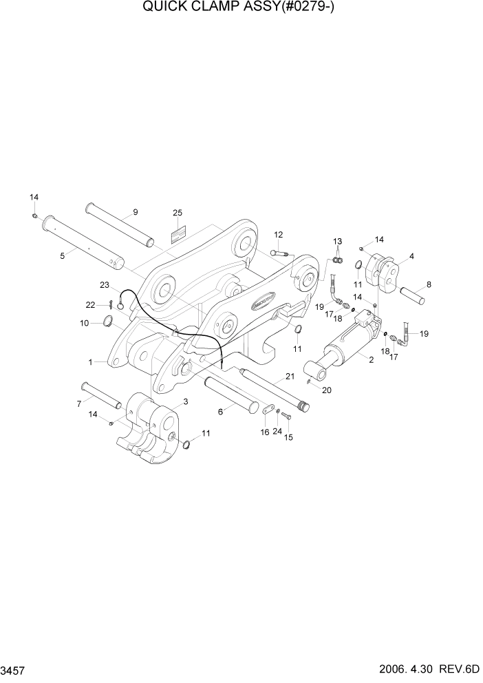 Схема запчастей Hyundai R180LC7 - PAGE 3457 QUICK CLAMP ASSY(#0279-) ГИДРАВЛИЧЕСКАЯ СИСТЕМА