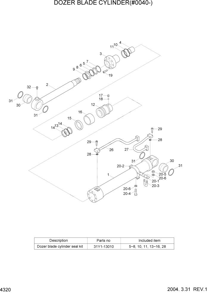 Схема запчастей Hyundai R180LC7 - PAGE 4320 DOZER BLADE CYLINDER(#0040-) ГИДРАВЛИЧЕСКИЕ КОМПОНЕНТЫ