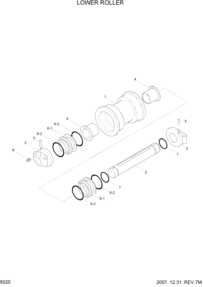 Схема запчастей Hyundai R180LC7 - PAGE 5020 LOWER ROLLER ХОДОВАЯ ЧАСТЬ