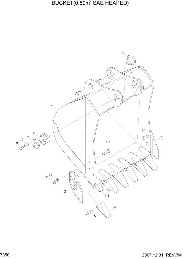 Схема запчастей Hyundai R180LC7 - PAGE 7350 BUCKET(0.89M3 SAE HEAPED) РАБОЧЕЕ ОБОРУДОВАНИЕ