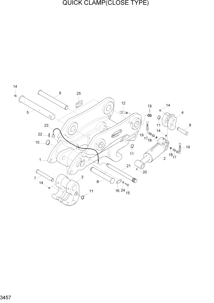 Схема запчастей Hyundai R180LC7A - PAGE 3457 QUICK CLAMP(CLOSE TYPE) ГИДРАВЛИЧЕСКАЯ СИСТЕМА