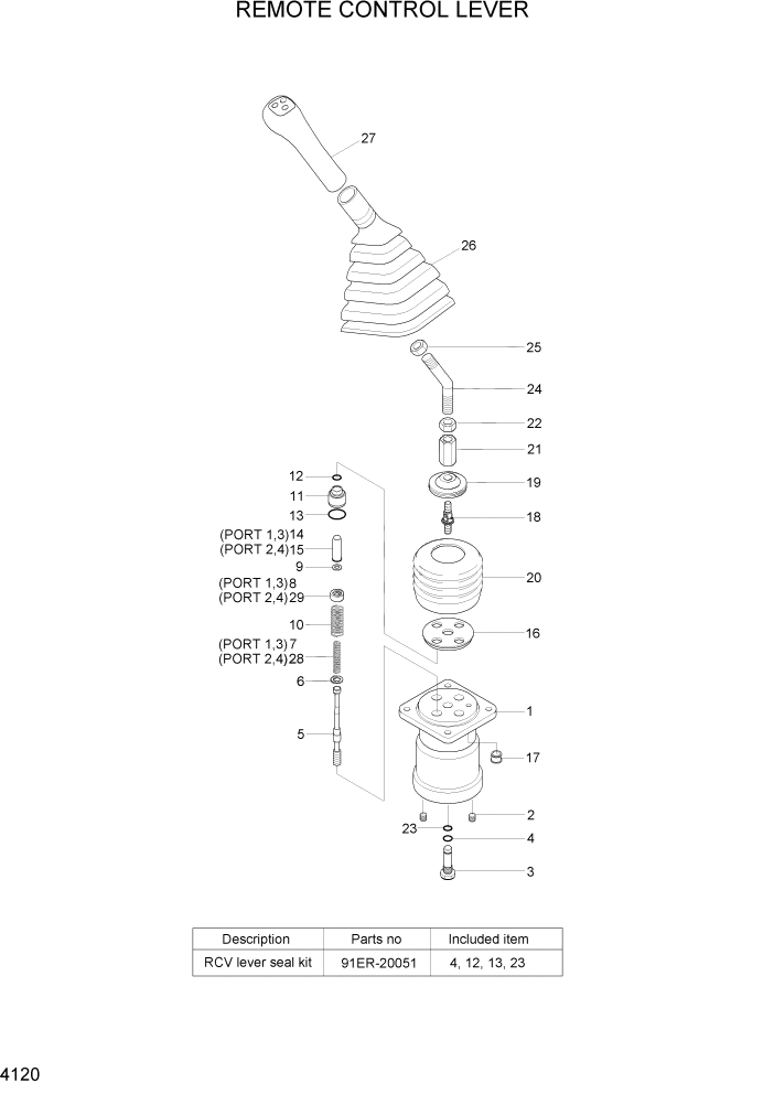 Схема запчастей Hyundai R180LC7A - PAGE 4120 REMOTE CONTROL LEVER ГИДРАВЛИЧЕСКИЕ КОМПОНЕНТЫ