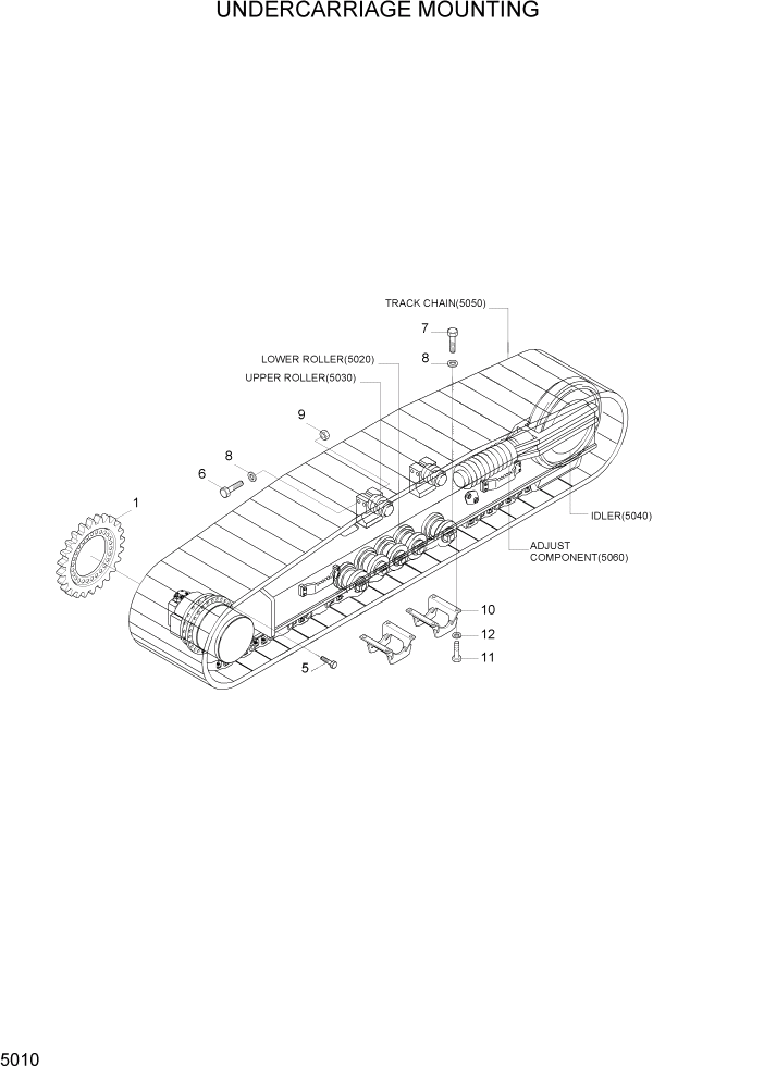 Схема запчастей Hyundai R180LC7A - PAGE 5010 UNDERCARRIAGE MOUNTING ХОДОВАЯ ЧАСТЬ