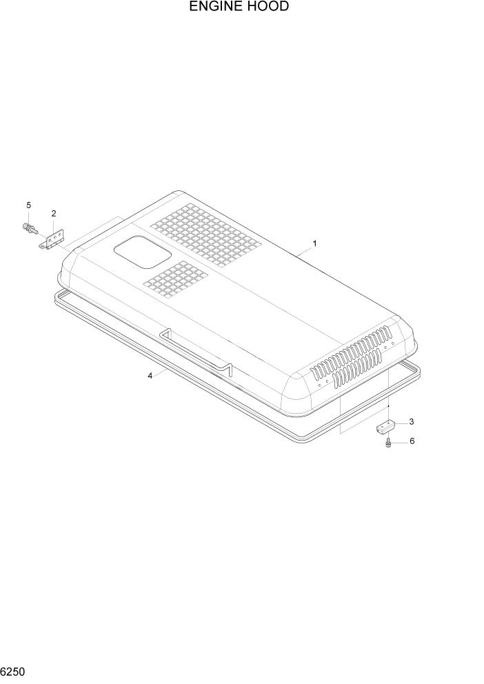 Схема запчастей Hyundai R180LC7A - PAGE 6250 ENGINE HOOD СТРУКТУРА