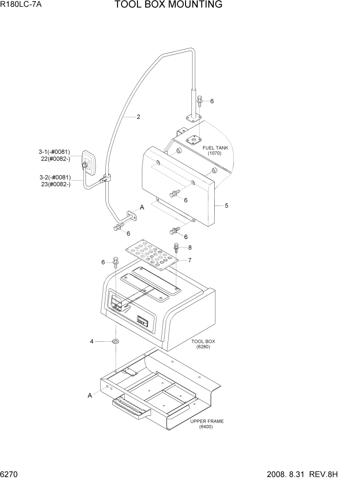 Схема запчастей Hyundai R180LC7A - PAGE 6270 TOOL BOX MOUNTING СТРУКТУРА