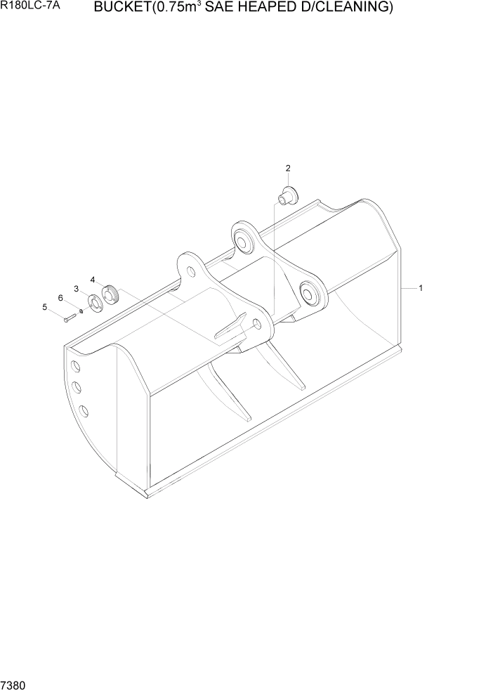 Схема запчастей Hyundai R180LC7A - PAGE 7380 BUCKET(0.75M3 SAE HEAPED D/CLEANING) РАБОЧЕЕ ОБОРУДОВАНИЕ