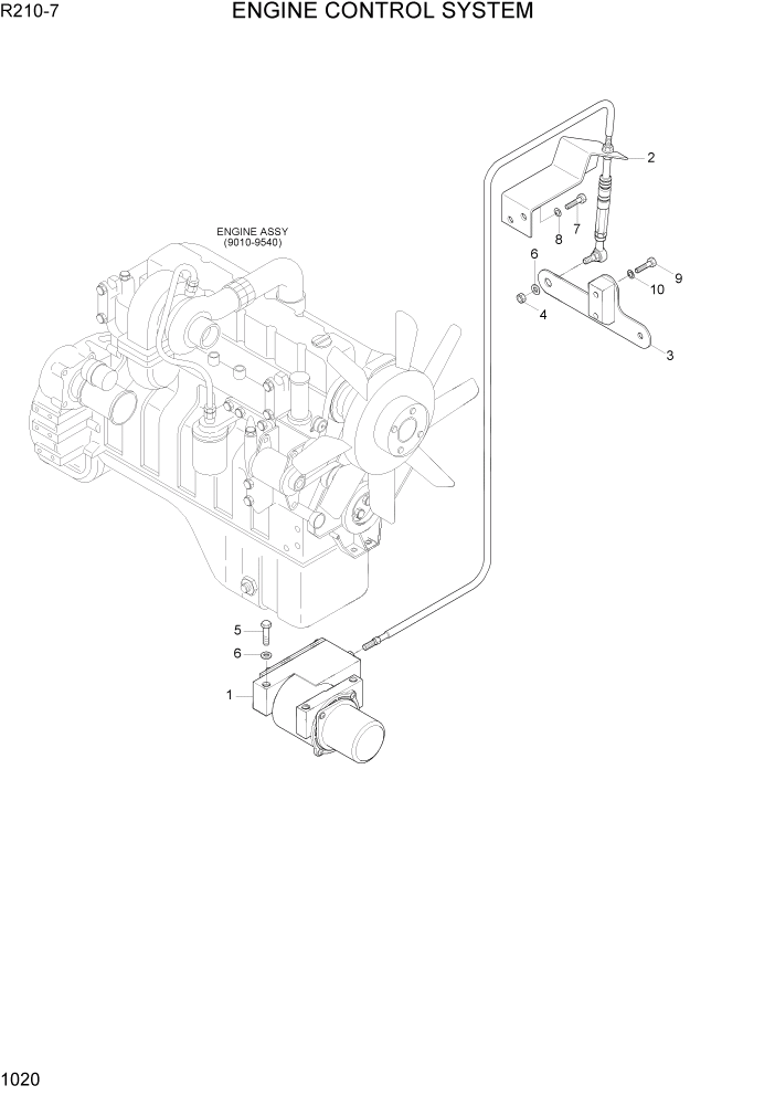 Схема запчастей Hyundai R210-7 - PAGE 1020 ENGINE CONTROL SYSTEM СИСТЕМА ДВИГАТЕЛЯ