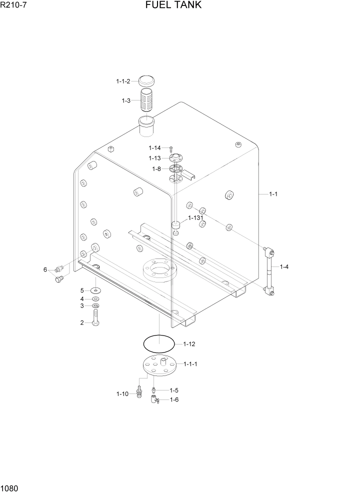 Схема запчастей Hyundai R210-7 - PAGE 1080 FUEL TANK СИСТЕМА ДВИГАТЕЛЯ