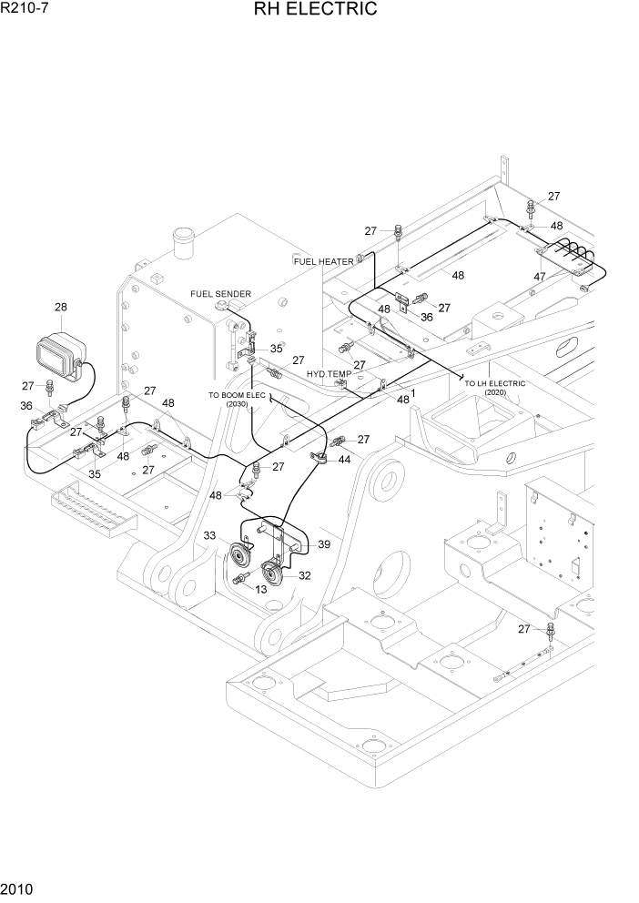 Схема запчастей Hyundai R210-7 - PAGE 2010 RH ELECTRIC ЭЛЕКТРИЧЕСКАЯ СИСТЕМА